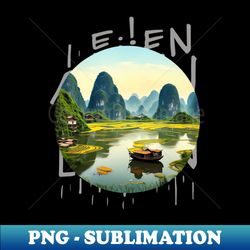 asian landscape design - Retro PNG Sublimation Digital Download - Perfect for Personalization