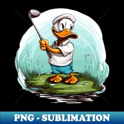 duck playing golf - signature sublimation png file - revolutionize your designs