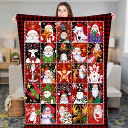 blanket for christmas santa claus, father christmas home decor fleece sherpa blanket, christmas blanket, christmas trees