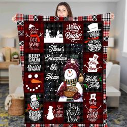 blanket for christmas snowman merry and bright home decor fleece sherpa blanket, christmas blanket, christmas trees gift