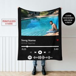 custom fleece blanket your photo music favorite song, personalized gift quilt blanket photo great couples christmas 180