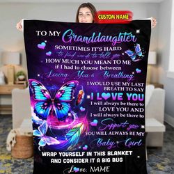 custom name blanket, to my granddaughter from grandma fleece sherpa blanket, christmas blanket gift, birthday gift for g