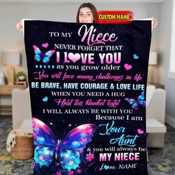 custom to my niece fleece sherpa blanket, christmas blanket gift birthday gift for niece, aunt to niece blanket, aunt gi