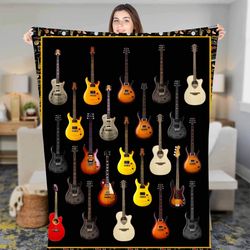 personalized guitar name blanket fleece sherpa blanket, christmas blanket, guitar throws blanket, birthday gift, guitar