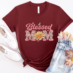 leopard blessed mom sunflower shirt, sunflower mom shirt,blessed mom shirt, mother's day gift, mama shirt, gift for mom,