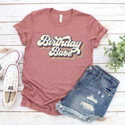 retro birthday babe shirt, retro babe shirt, birthday party shirt, cool babe shirt, gift for her, best friends shirts, v
