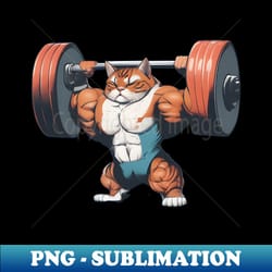 cool cat weightlifting bodybuilding work out funny gym - vintage sublimation png download - unlock vibrant sublimation designs