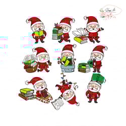 funny santa claus reading books svg graphic design file