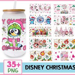 35 Christmas Can Wrap Bundle PNG, 16oz Libbey Glass Wrap Bundle Png, Christmas Cartoon Character Bundle