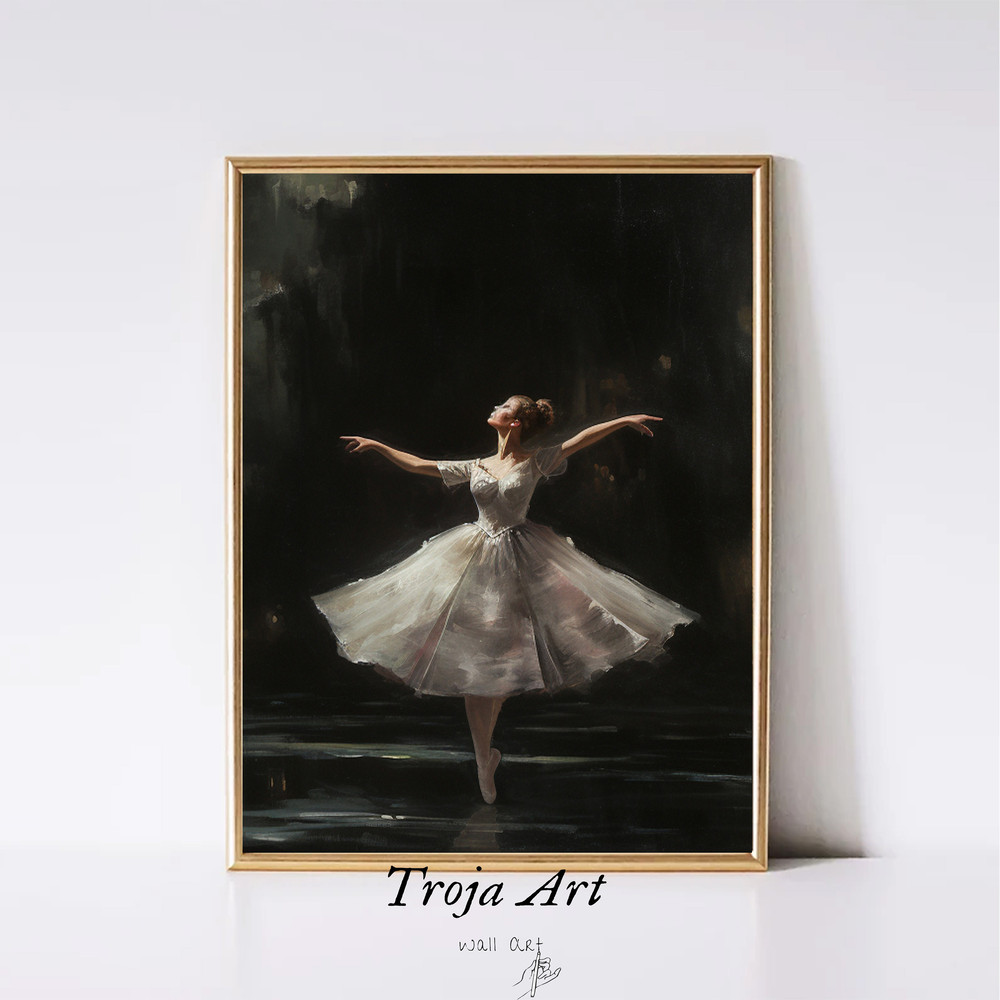Dark mood PRINTABLE Art  A Ballerina  Antique Oil Art Painting Downloadable Prints .jpg