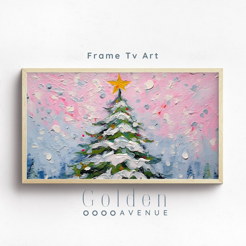 Frame TV Art Christmas Tree Digital Download Abstract Colorful Xmas Art File for Tv Pink Holiday Frame Tv Instant Download.jpg