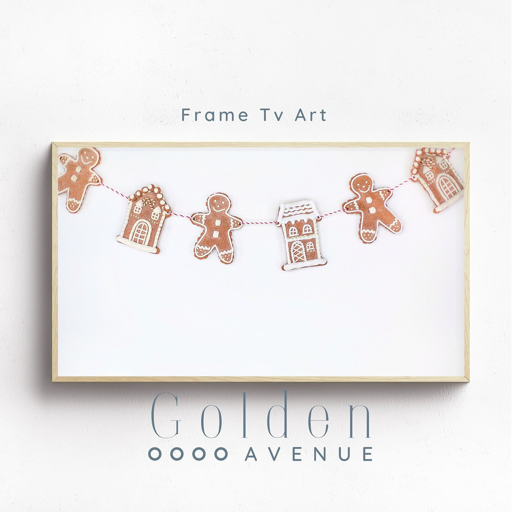 Christmas Frame TV Art  Holiday Winter Digital Download  Classic Christmas Gingerbread Cookie Decor  Xmas Ornament Tv Art File.jpg