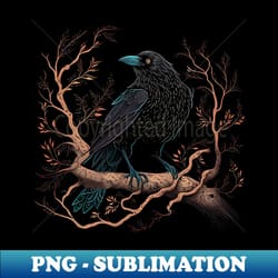 crow on a branch - exclusive png sublimation download - stunning sublimation graphics