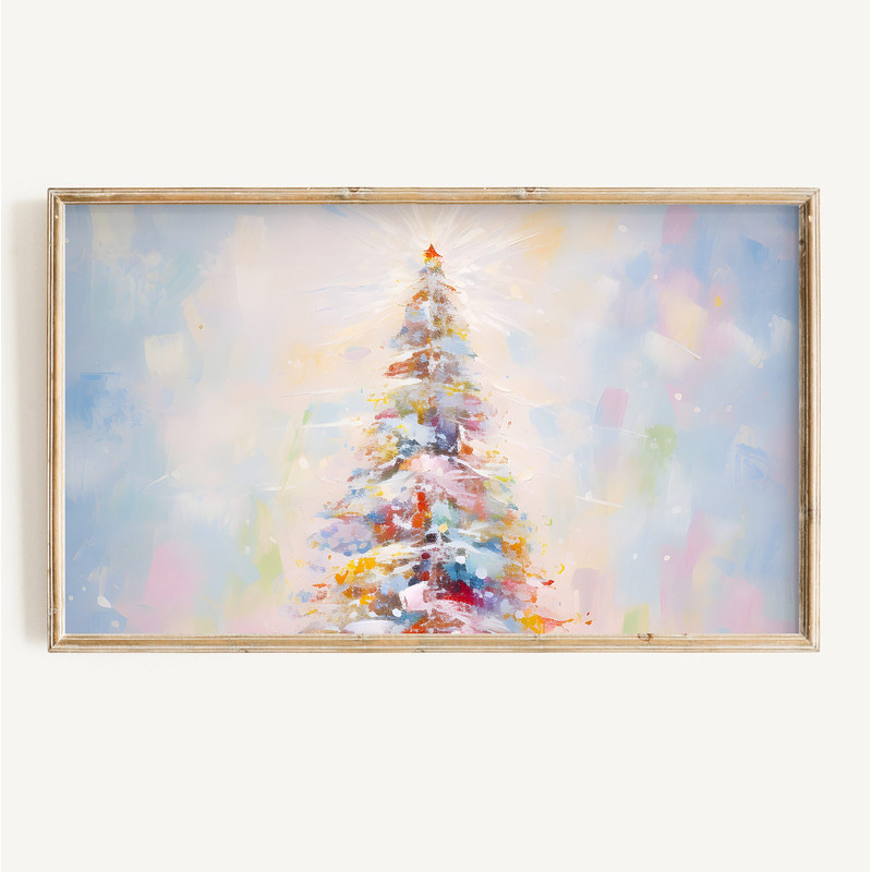 Frame TV Art Christmas Tree Digital Download  Abstract Colorful Xmas Art File for Tv  Pink Pastel Holiday Frame Tv Instant Download.jpg