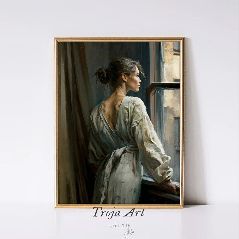 Moody Vintage Portrait Oil Painting Hidden beauty Vintage Portrait Oil Painting Antique Woman Portrait Print Digital PRINTABLE .jpg