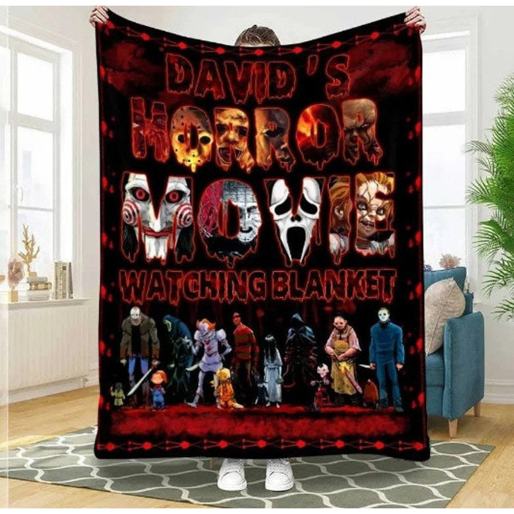 Horror Movie Watching Blanket, Personalized Blanket Horror Movie Blanket, My Horror Movie Blanket, Horror Blanket, Scary Movie Gift, HN1210.jpg