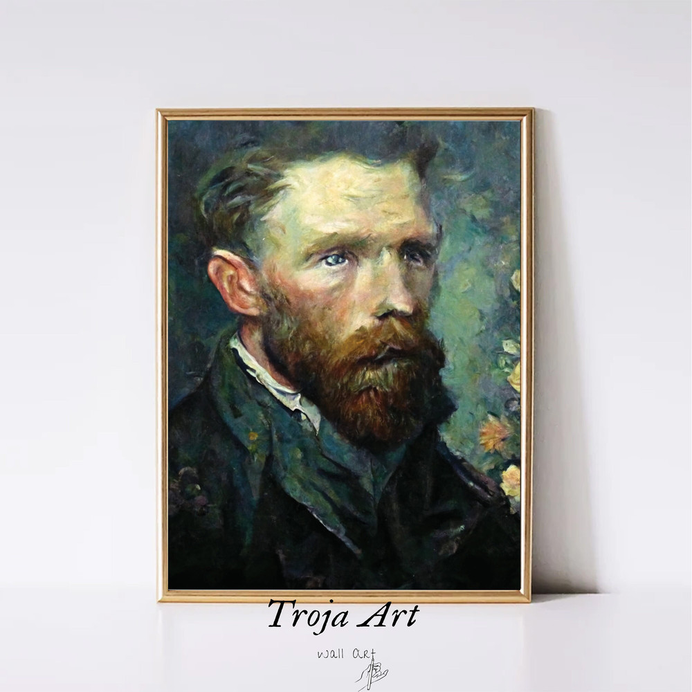 Moody Antique Portrait Vintage Man Portrait Van Gogh Portrait Painting Vintage Oil Dark Moody Portrait Digital PRINTABLE.jpg