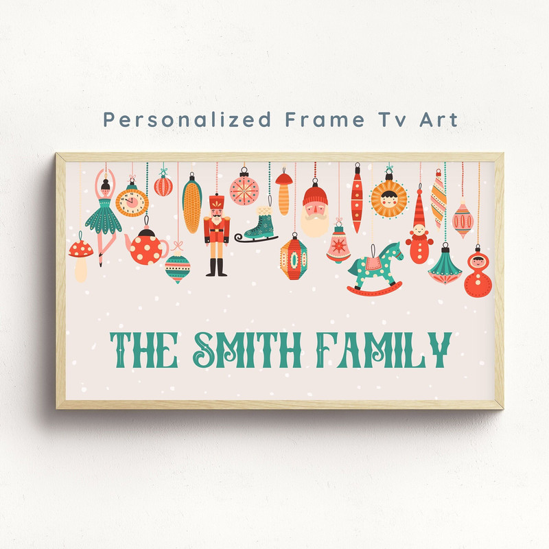 Custom Christmas Frame TV Art Personalized Xmas Digital Download Retro Holiday Art File Colorful Ornament Tv Art Download.jpg