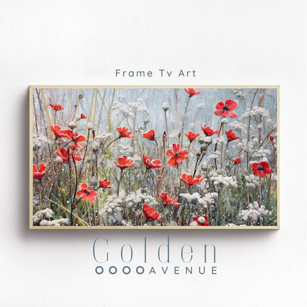 Winter Wildflower Samsung Frame TV Art Winter Art for TV Holiday Decor Digital Download for Frame TV Christmas Floral Art File.jpg