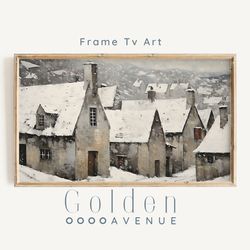 xmas frame tv art  tropical christmas tree lights digital download  winter beach landscape painting xmas art file for tv