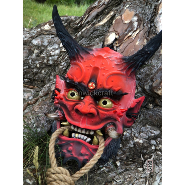 japanese mask raijin red