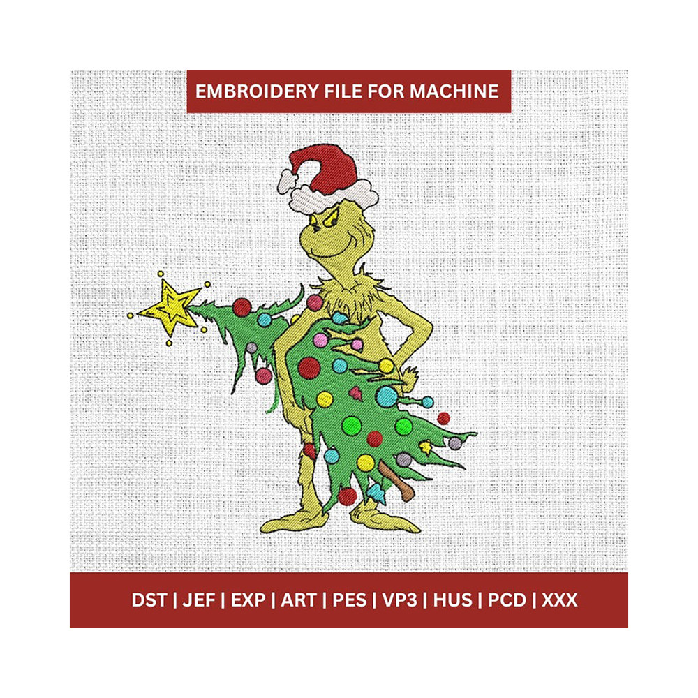 Grinch Embroidery Design, The Grinch Embroidery Files, Grinch Christmas Decorations Machine.png