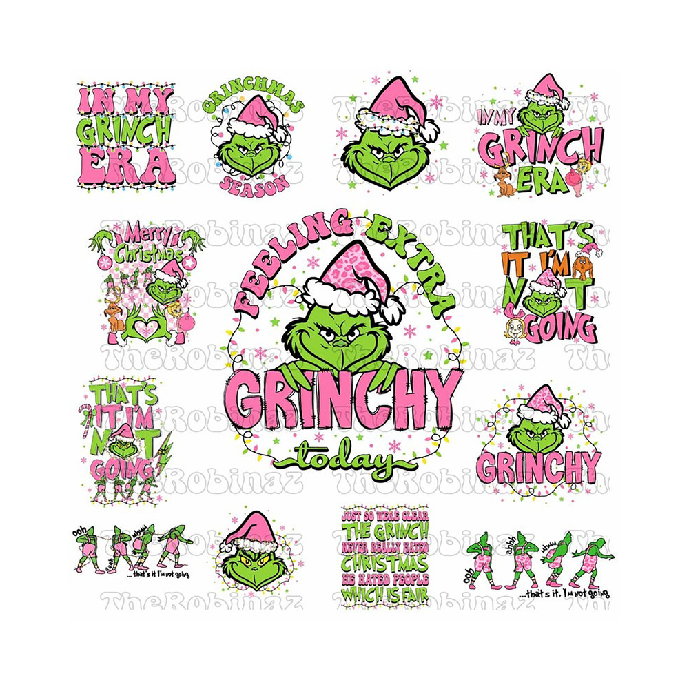Pink Christmas Grinch Png Bundle, My Day Design Png, Bougie Christmas.png