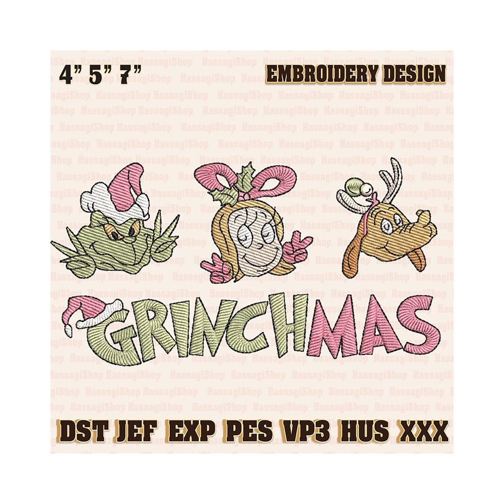 Retro Pink Christmas Embroidery Machine Design.png