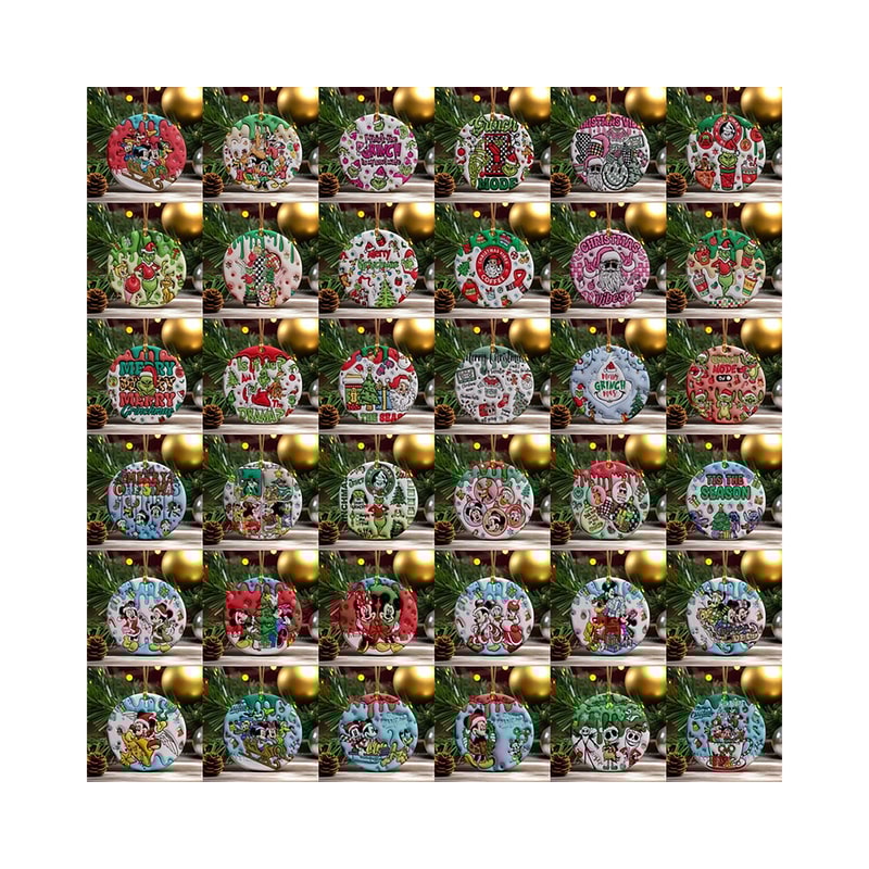 35 Files Christmas Cartoon Inflated 3D Round Ornaments Sublimation.png