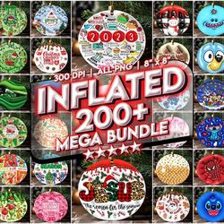 200 3d inflated christmas ornaments, car coaster bundle, 3d christmas ornament sublimation, round sublimation designs