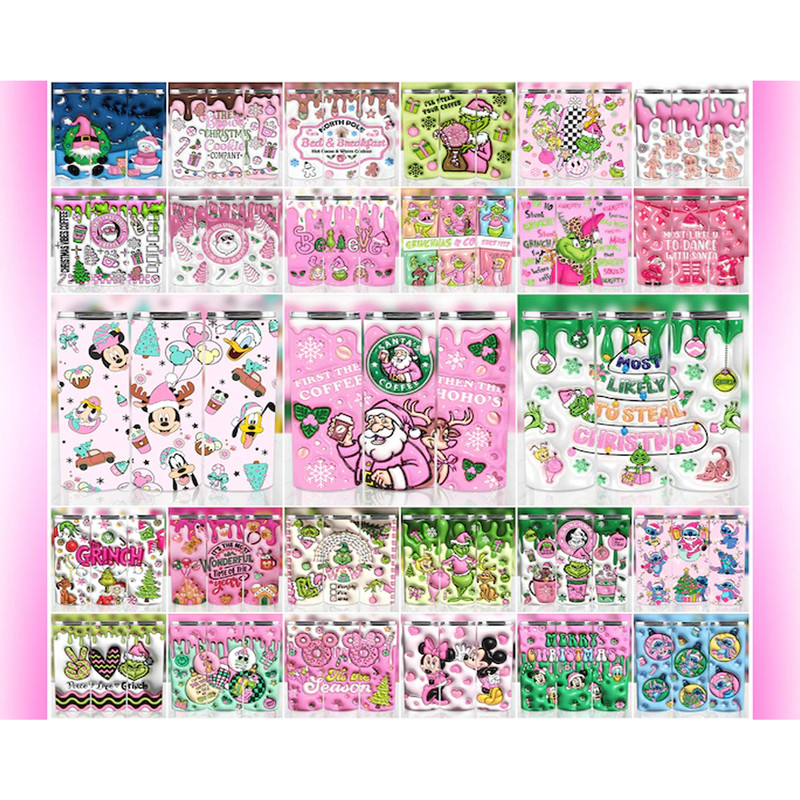 400+ Pink Christmas Tumbler Bundle, Inflated 3D Tumblers4.png