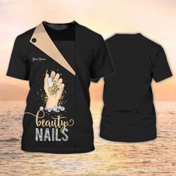beauty nails 3d nail salon shirt: personalized uniform for nail technicians