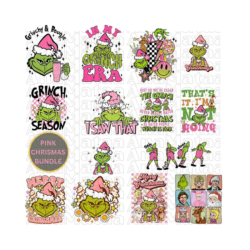 Retro Pink Christmas PNG Bundle, pink Christmas png, Christmas Png.png