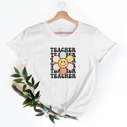 teacher shirts, teacher t-shirt, flower teacher shirt, teacher gifts, teacher appreciation t-shirts, smile teacher shirt