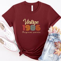 vintage 1986 shirt for birthday gift, 37th birthday tshirt for men, retro 1986 t shirt, born in 1986 t-shirt, 37th birth