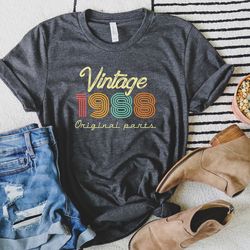 vintage 1988 shirt for birthday gift, 35th birthday tshirt for men, retro 1988 t shirt, born in 1988 t-shirt, 35th birth
