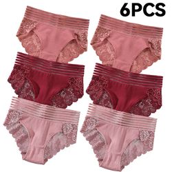 6pcs floral lace panties plus size women underwear transparent sexy lingerie seamless pantys low-waist female briefs i