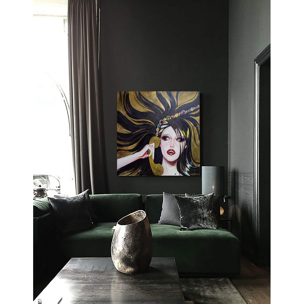 woman talking phone canvas painting.jpg