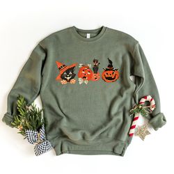 black cat on pumpkin shirt, cat lover shirt for fall, black cat t-shirt, halloween black cat sweatshirt,fall shirt for w