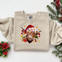 cow christmas shirt, merry christmas heifers tee, christmas cow sweatshirt, highland cow farm xmas tee, farmer cow anima