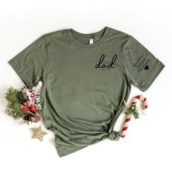 custom dad est with kids names and heart on sleeve shirt, first father's day, best seller gifts for dad, father's day gi