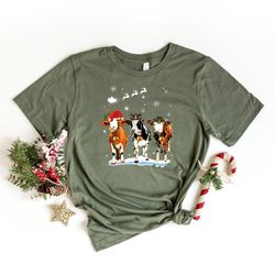 cute cow christmas lights christmas shirt, funny heifers xmas shirt, cow holiday shirt, cow lover xmas gift, farm christ