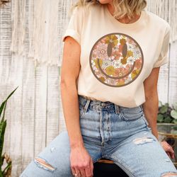 cute smile shirt, smiley face shirt, flower happy face shirt, flower smiling face tee, smile flower tee, trendy smile fa