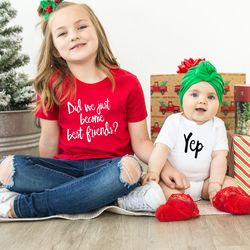 did we just become best friends yep twin matching tee, best friend, brother, sister, sibling, baby shower gift, family m