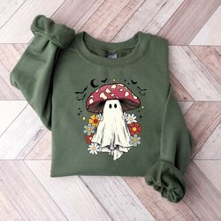 ghost mushroom shirt, magic mushroom sweatshirt, halloween shirt cute ghost shirt, halloween graphic ladies halloween gi