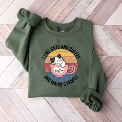 i like cats and coffee shirt, coffee lover shirt, funny cat shirt, cat mom shirt, cute cat lover shirt, retro coffee shi