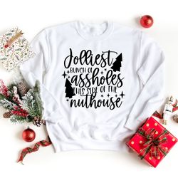 jolliest bunch of assholes this side of the nuthouse shirt, christmas vacation tshirt, funny family shirts, couples gift