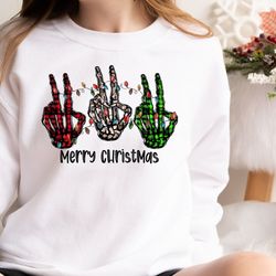 merry christmas shirt, halloween shirt, skeleton rock shirt, skeleton hand christmas sweatshirt, christmas gift, horror
