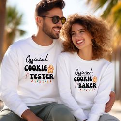 official cookie baker shirt, official cookie tester shirt, christmas couple shirt, matching family t-shirt, xmas mom dau
