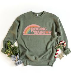 reading rainbow shirt, take a look it's in a book shirt, reading vintage retro rainbow shirt, reading book sweatshirt, c